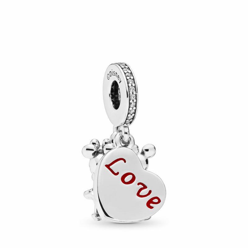 Pandora Disney Minnie & Mickey With Love Charm Ireland - Sterling Silver/Enamel/Cubic Zirconia - 712